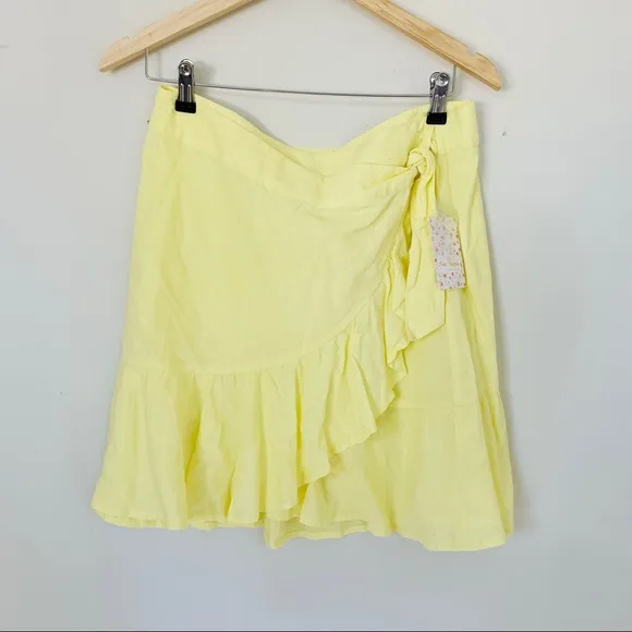☀️ NWT Free People Ruffle My Feathers Skirt - Lemon Gelato Yellow