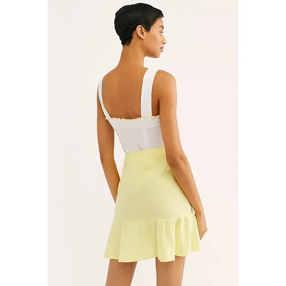 ☀️ NWT Free People Ruffle My Feathers Skirt - Lemon Gelato Yellow