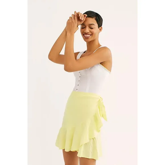 ☀️ NWT Free People Ruffle My Feathers Skirt - Lemon Gelato Yellow