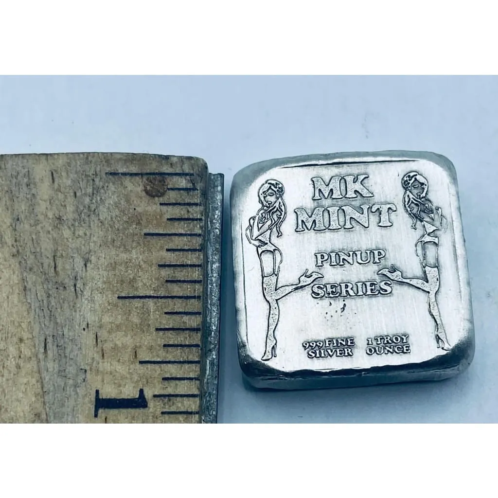1 ozt MK BarZ Pin Up - April Stamped Square .999 Fine Silver