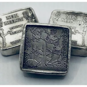 1 ozt MK BarZ Pin Up - April Stamped Square .999 Fine Silver