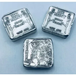 1 ozt MK BarZ Pin Up-December Stamped Square .999 Fine Silver