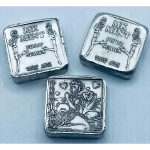 1 ozt MK BarZ Pin Up-February Stamped Square .999 Fine Silver