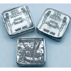 1 ozt MK BarZ Pin Up-January Stamped Square .999 Fine Silver