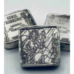 1 ozt MK BarZ Pin Up - July Stamped Square .999 Fine Silver