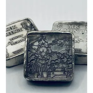 1 ozt MK BarZ Pin Up - May Stamped Square .999 Fine Silver