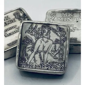 1 ozt MK BarZ Pin Up - October Stamped Square .999 Fine Silver
