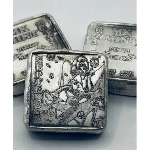 1 ozt MK BarZ Pin Up - September Stamped Square .999 Fine Silver