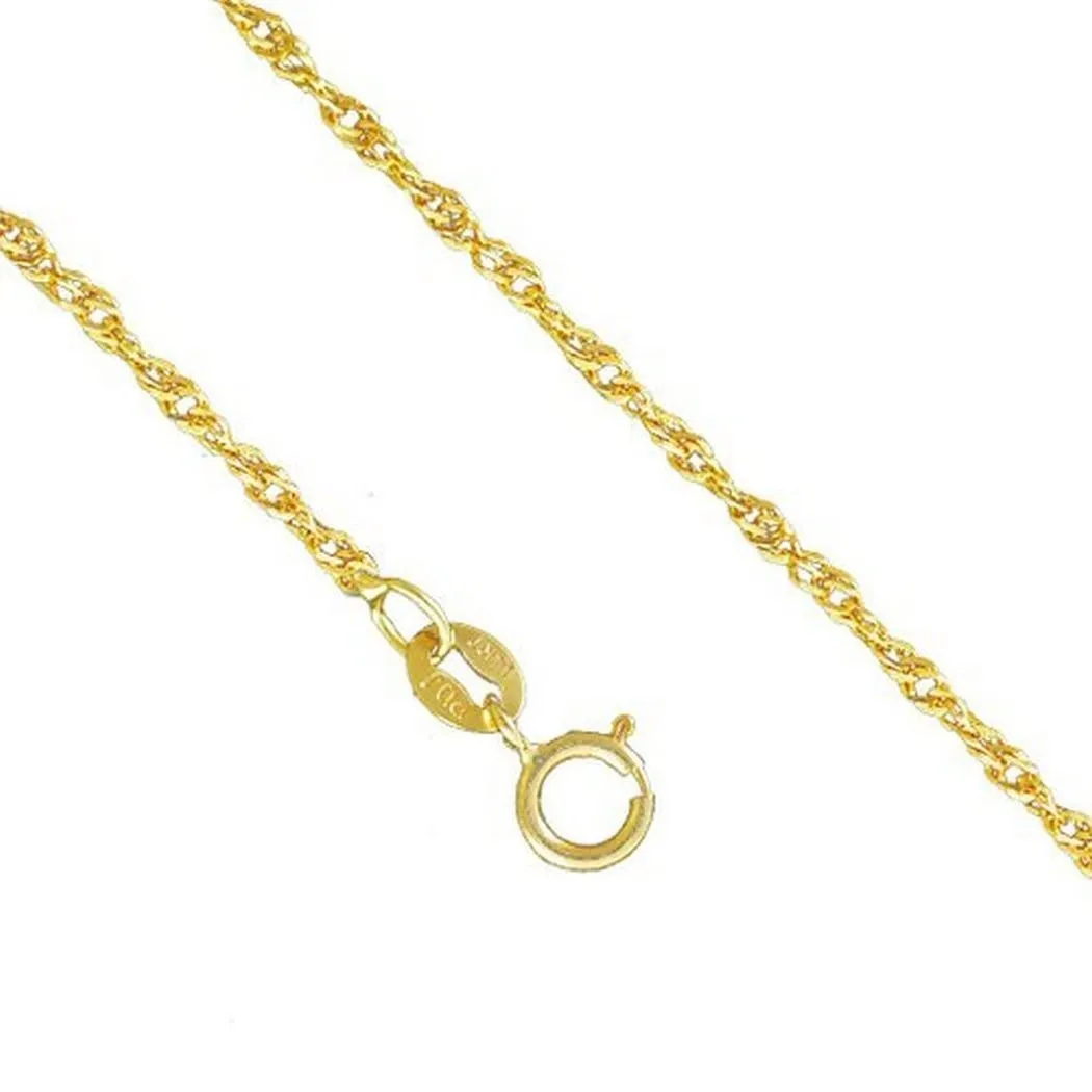 10K Yellow Gold Men Women's 1.5MM Singapore Necklace Spring Clasp, 16-24 Inches