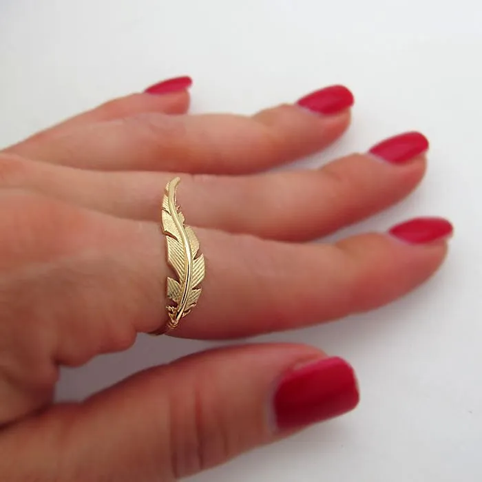 14K Gold Filled Gold Feather Ring