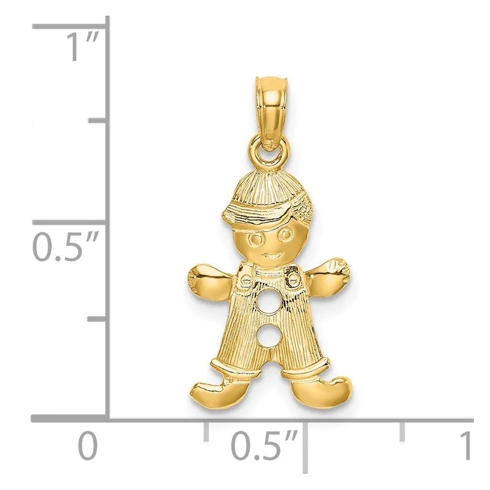 14k Playful Boy w/Cut Out Buttons Charm