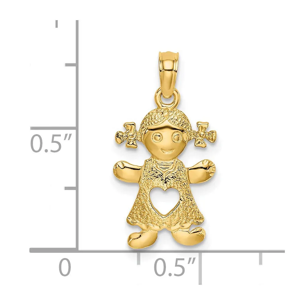 14k Playful Girl w/Cut Out Heart Charm