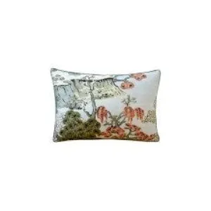 14x20 ASIAN SCENIC PILLOW ROBINS EGG BLUE