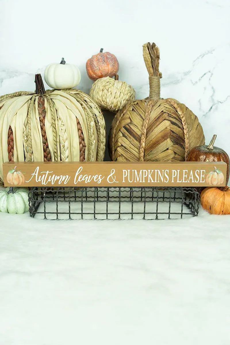1.5 x 14.5 'Autumn Leaves' Wood Block Sign