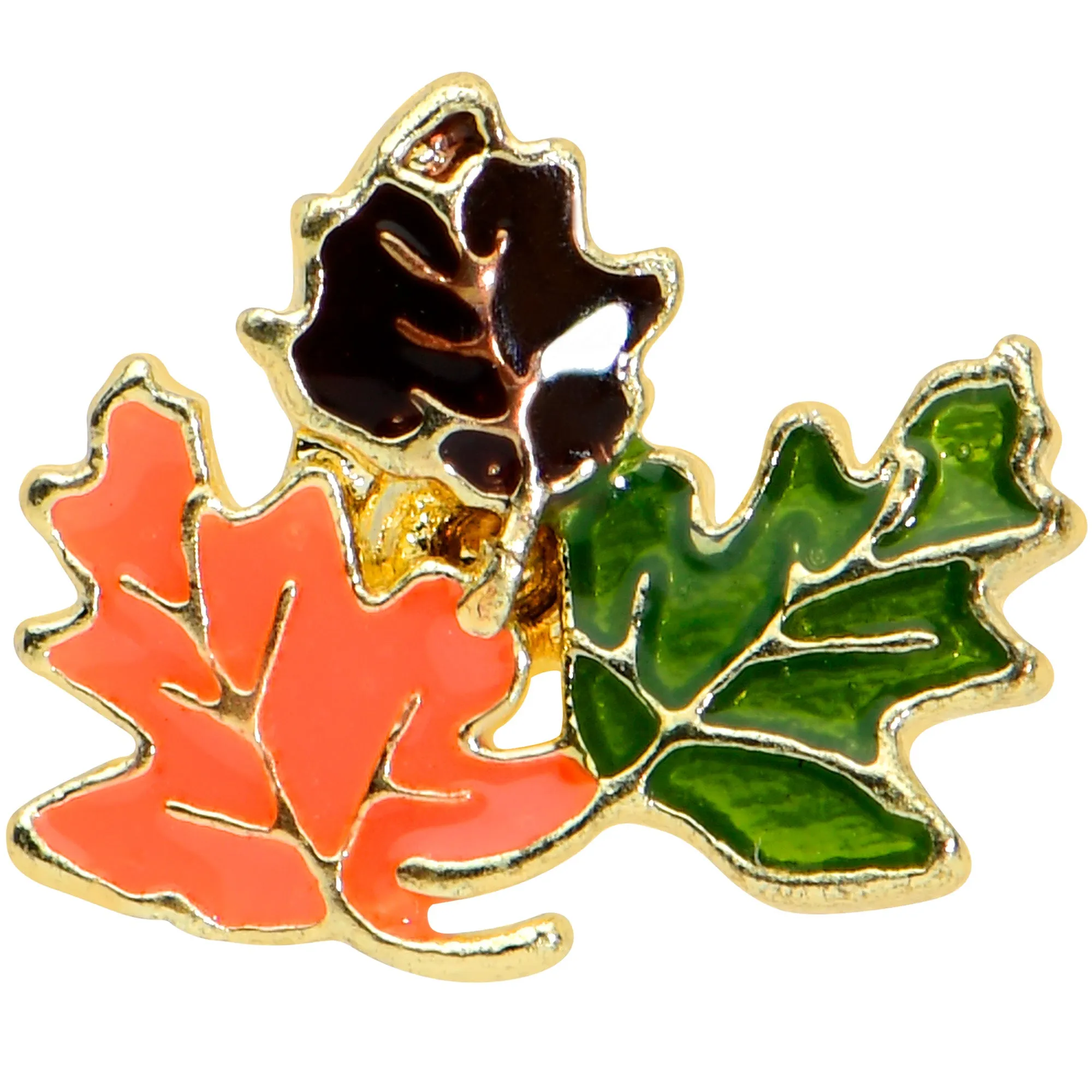 16 Gauge 5/16 Gold Tone Lovely Autumn Leaf Trio Labret Monroe Tragus