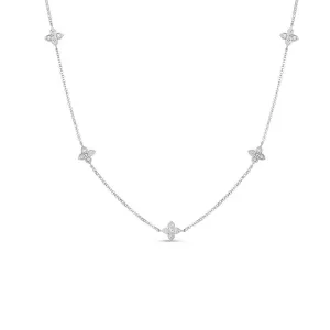18K WHITE Gold Roberto Coin Love by the Inch 5 Station Diamond Necklace