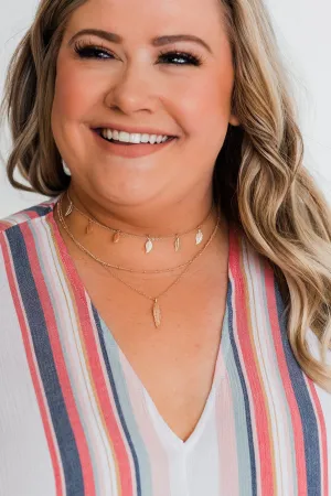 3 Tier Feather Necklace- Rose Gold