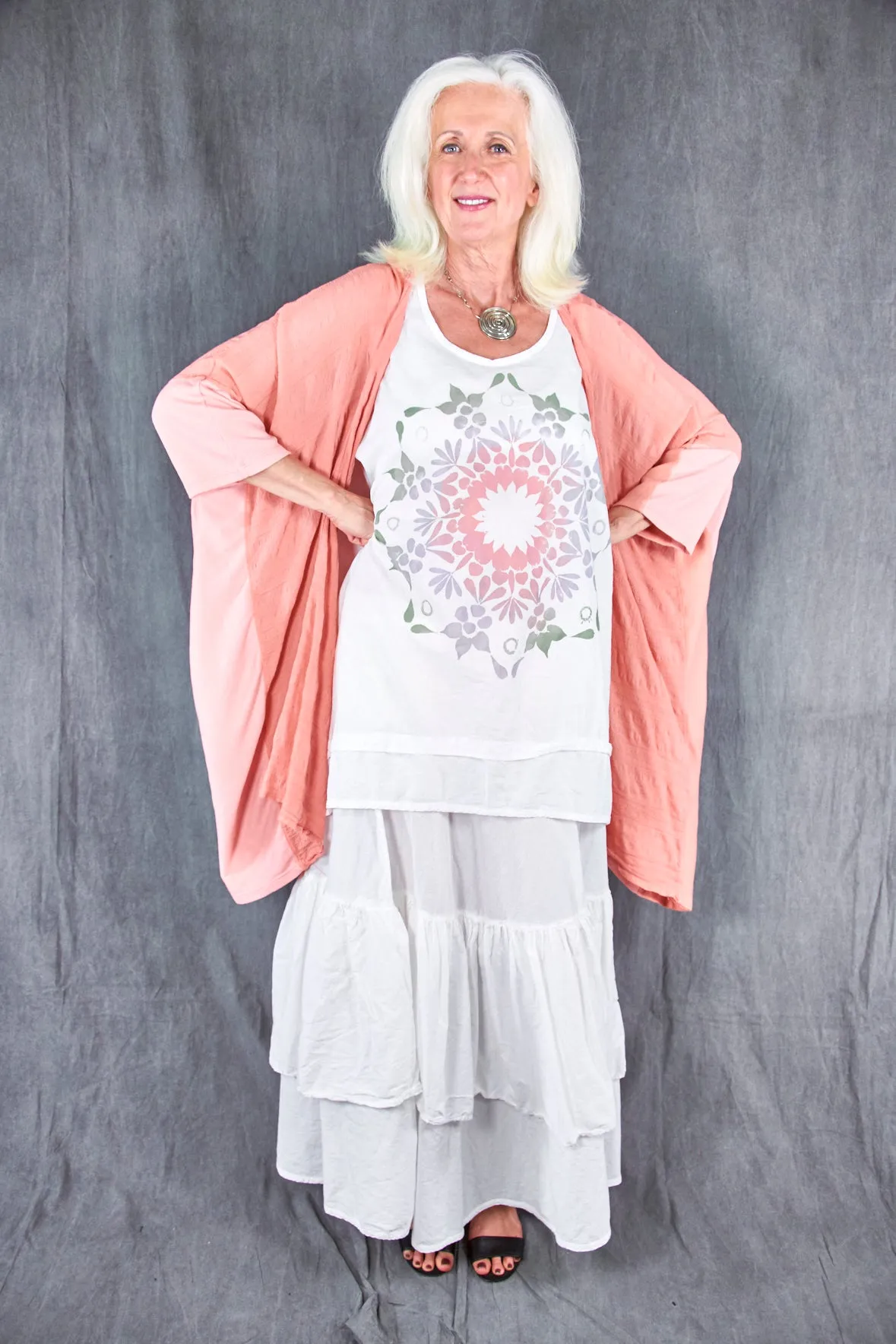 5309 Cabana Breeze Kimono Cardi Guava