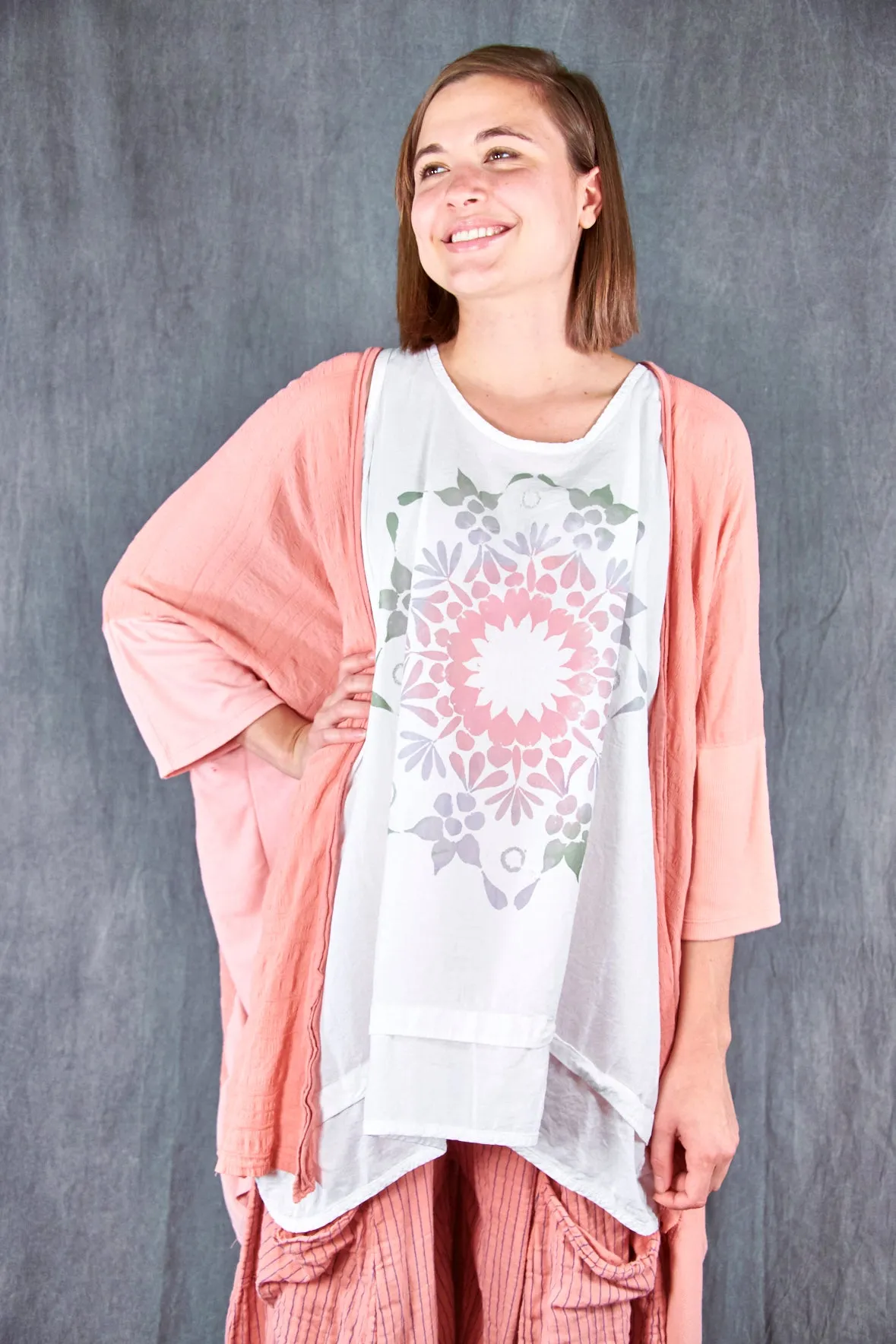 5309 Cabana Breeze Kimono Cardi Guava