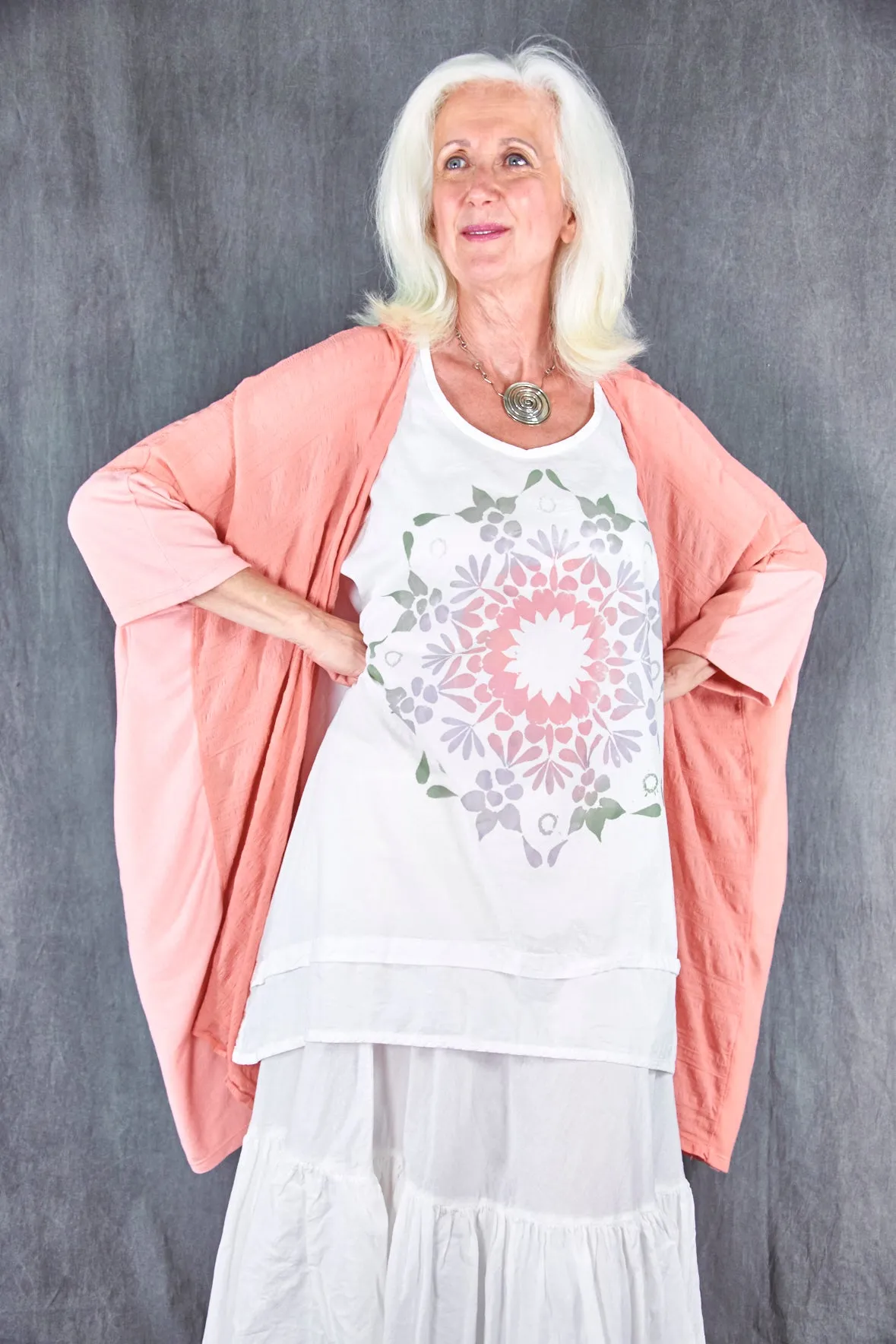 5309 Cabana Breeze Kimono Cardi Guava