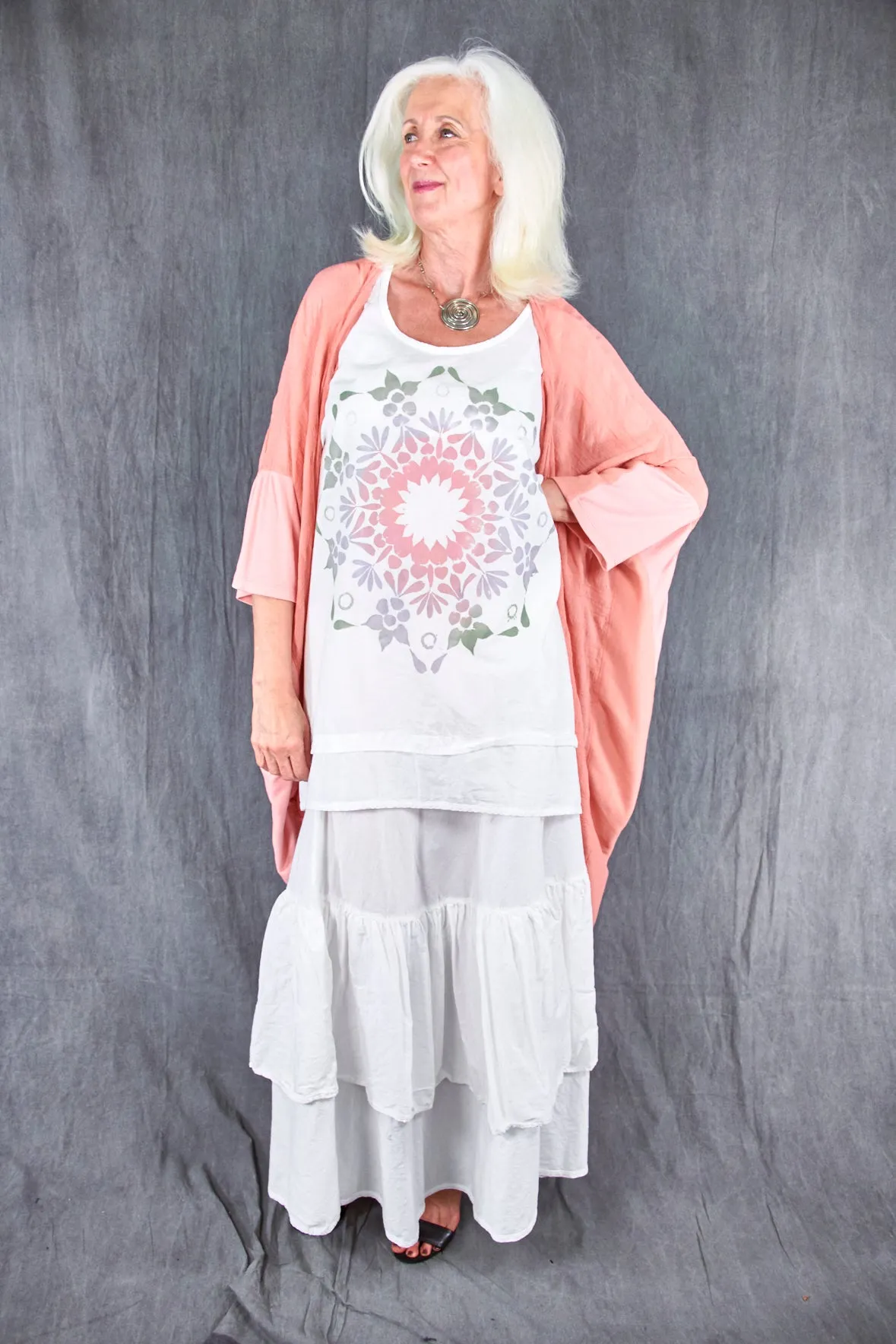 5309 Cabana Breeze Kimono Cardi Guava