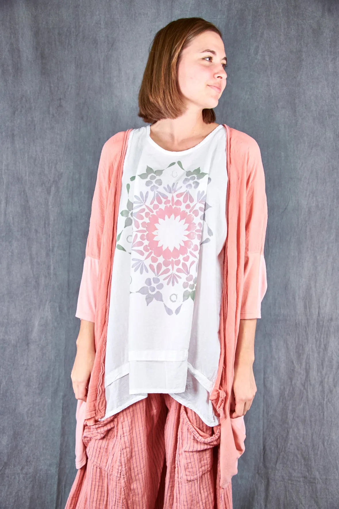 5309 Cabana Breeze Kimono Cardi Guava