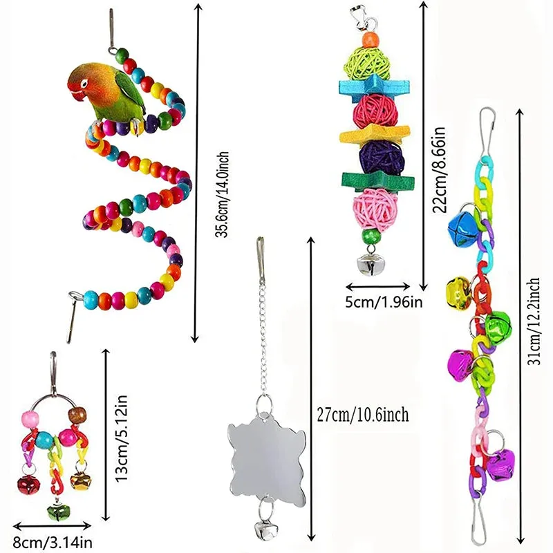 7pcs Pack Colorful Wood Parrot Toys