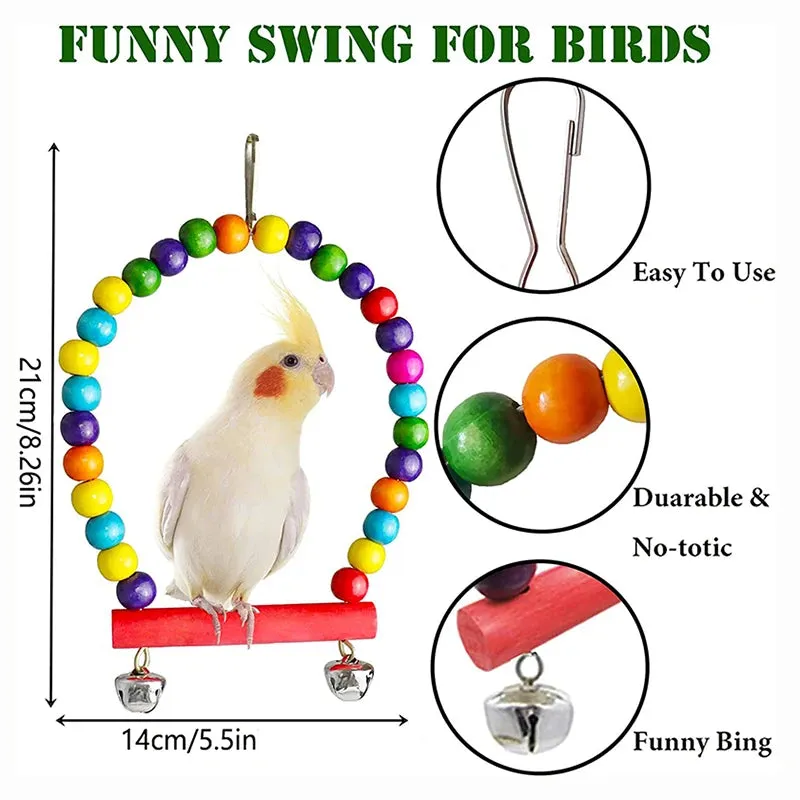 7pcs Pack Colorful Wood Parrot Toys