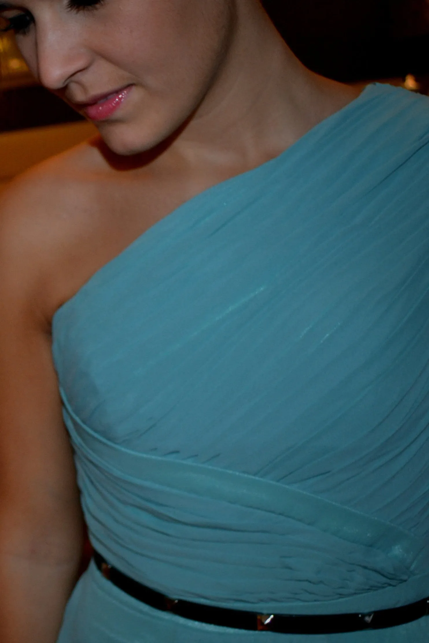 A-line One Shoulder Floor Length Sleeveless Chiffon Evening Dress