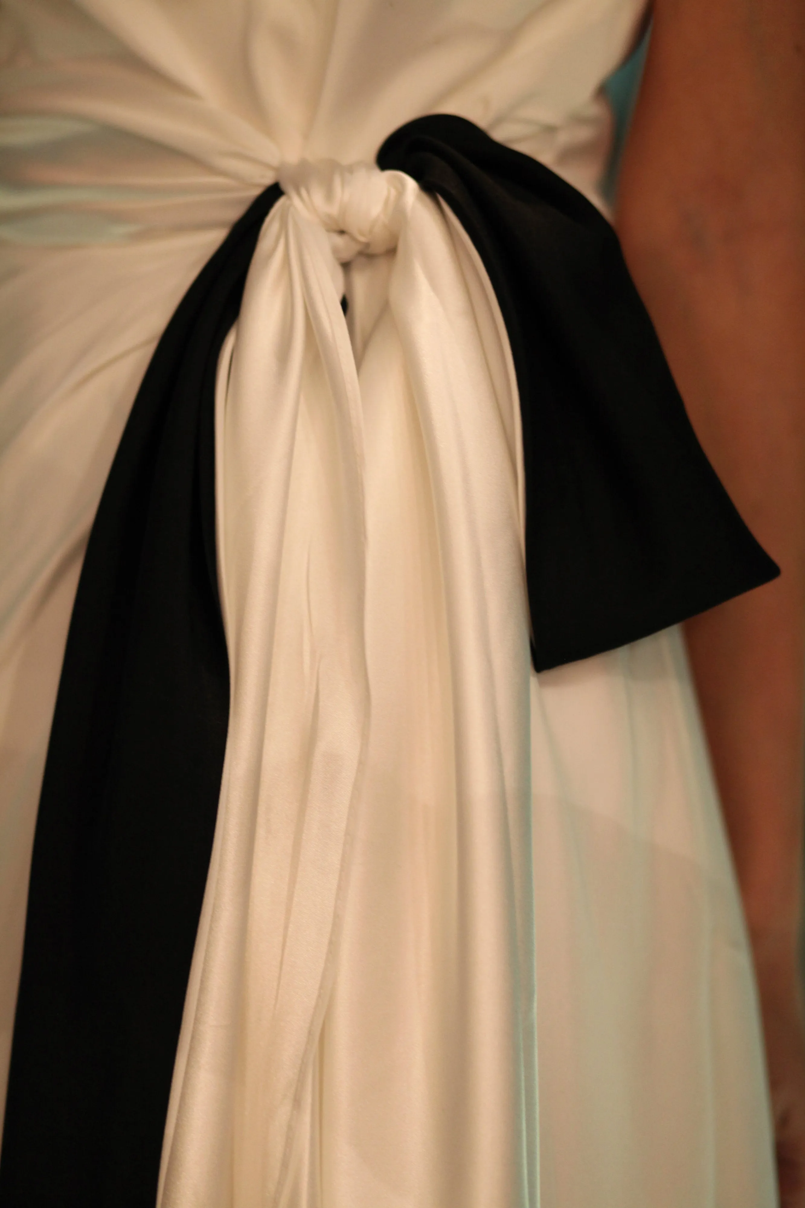 A-line Strapless Front Slit Floor Length Bicolor Chiffon Evening Dress