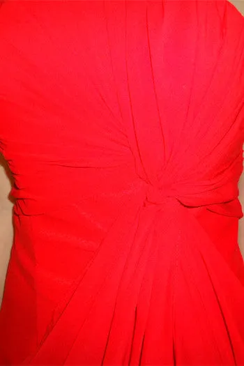 A-line Strapless Front Slit Floor Length Chiffon Evening Dress