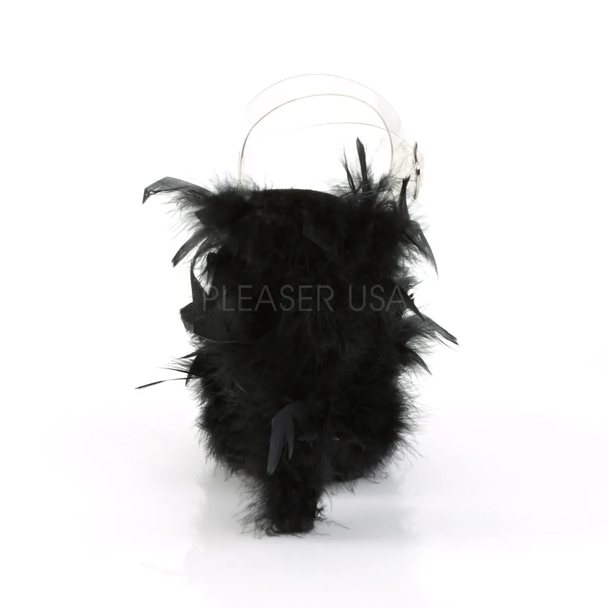 ADORE-708F  Clear/Black Marabou Feather