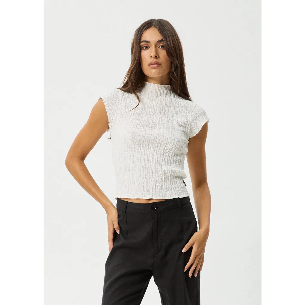 AFENDS FOCUS SEERSUCKER TOP - WHITE