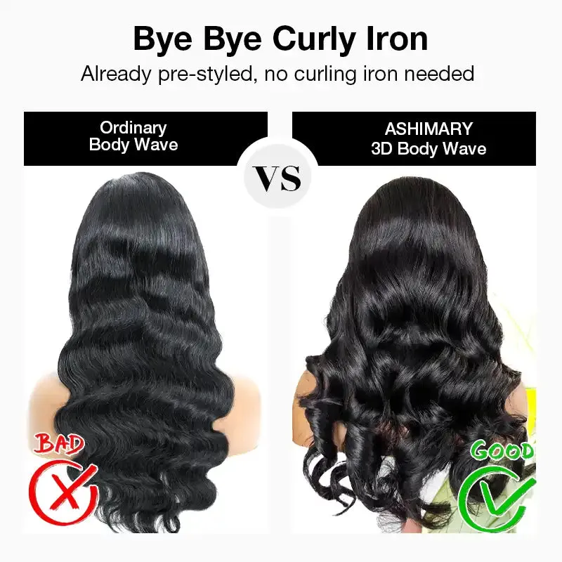 Air Wig | Ready To Go Body Wave 13x4 HD Transparent Lace Human Hair Wig Easy on Easy off with Pre Plucked Hairline & Bleached Knots