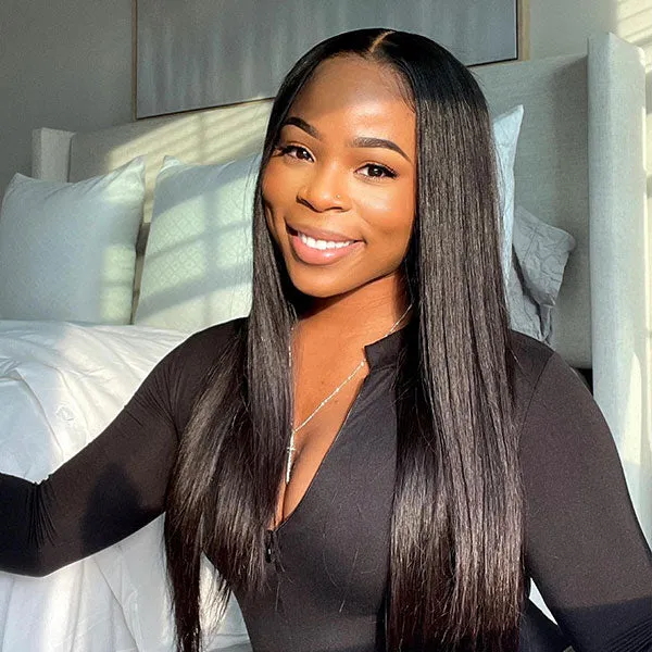 Air Wig|HD Transparent Lace Wear and Go Straight Wig with Pre Cut Lace & Bleached Knots & Pre-plucked Hairline