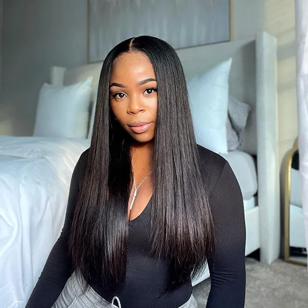 Air Wig|HD Transparent Lace Wear and Go Straight Wig with Pre Cut Lace & Bleached Knots & Pre-plucked Hairline