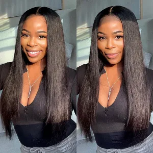 Air Wig|HD Transparent Lace Wear and Go Straight Wig with Pre Cut Lace & Bleached Knots & Pre-plucked Hairline