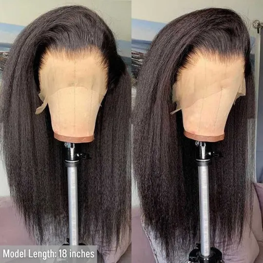 Airy Cap Ion Perm Kinky Straight 13x4 Lace Front Lace Wig Human Hair Wig Glueless Wig