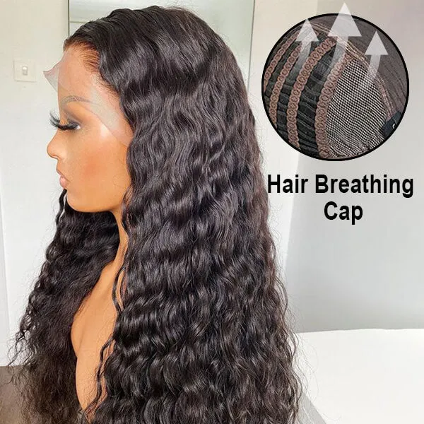 Airy Wig Cap Water Wave 13x4 Lace Front Wigs Transparent Glueless Lace Wigs