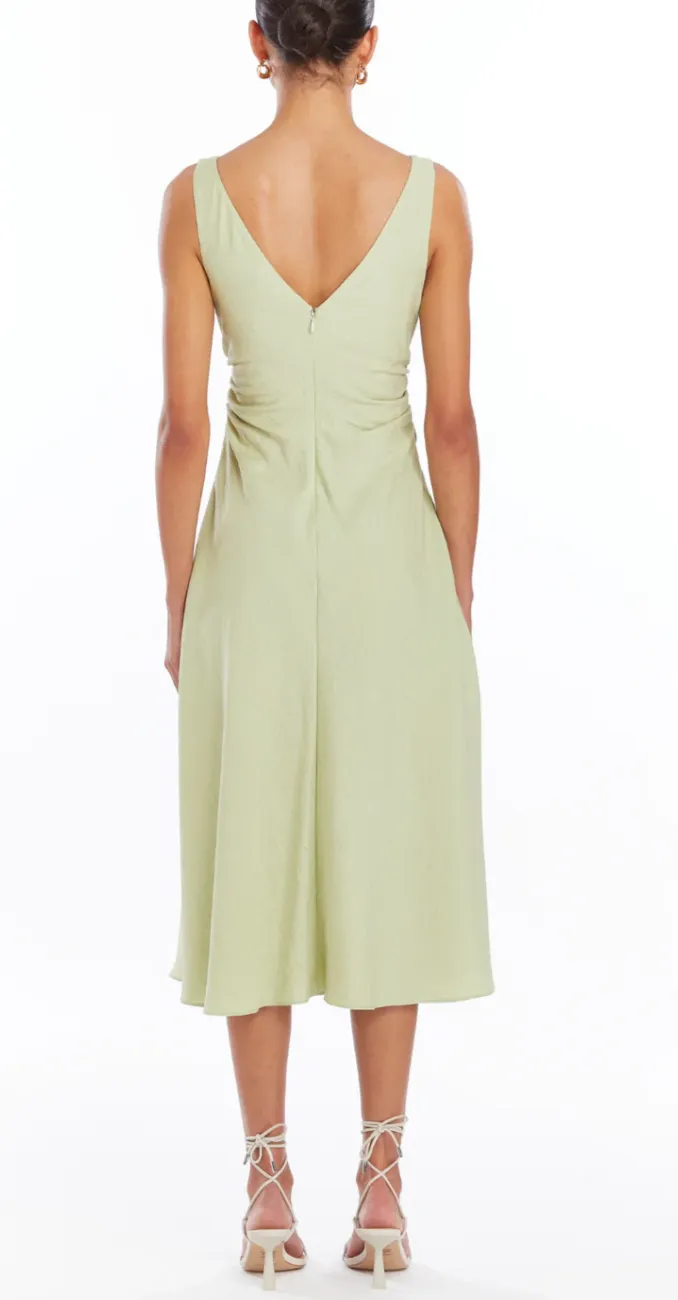 Amanda Uprichard - Sabal Linen Blend Dress - Aloe