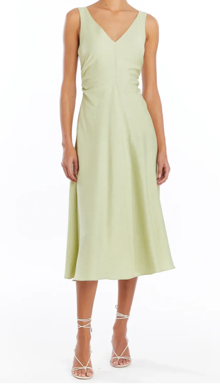 Amanda Uprichard - Sabal Linen Blend Dress - Aloe