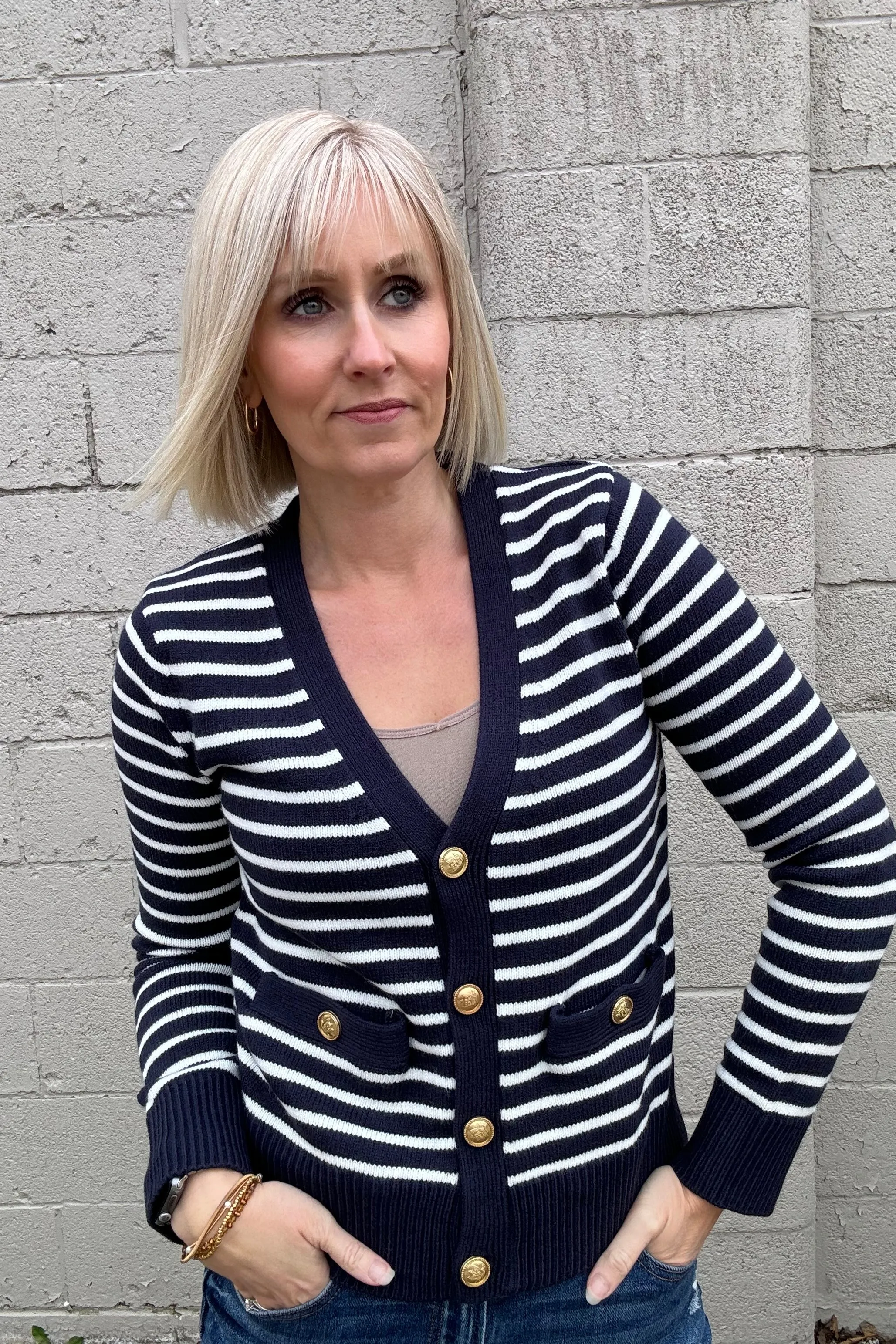 Amelia Gold Button Cardi