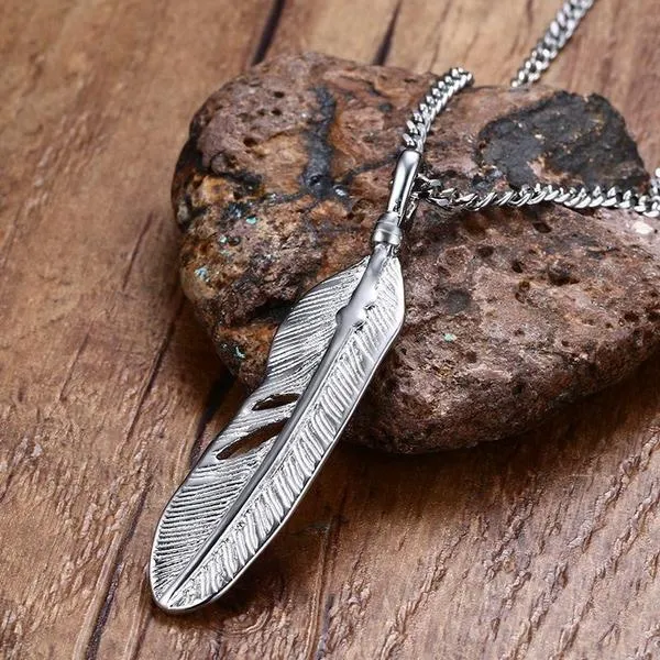 Angel Feather Pendant Necklace