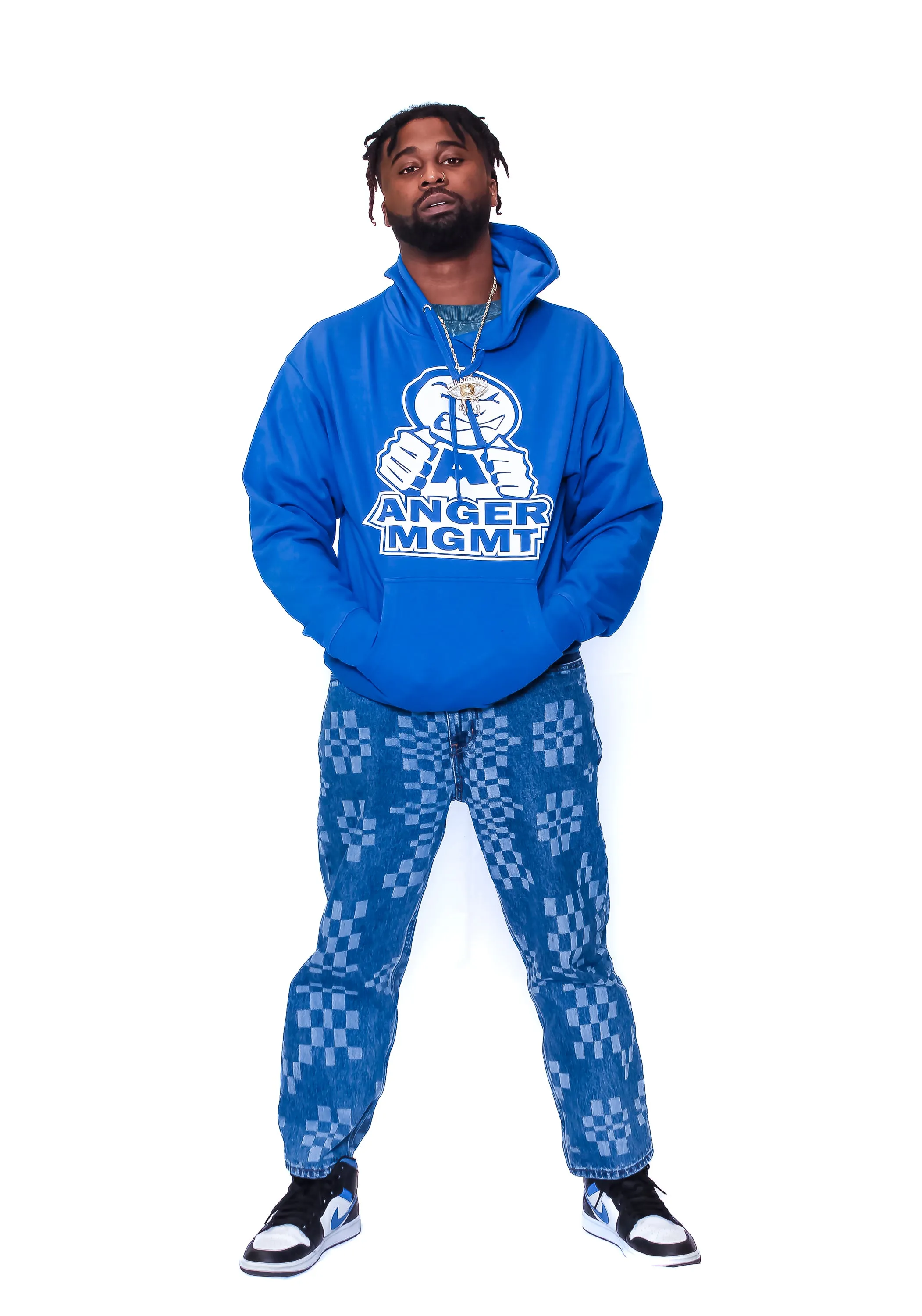 ANGER MANAGEMENT LifeStyle Iconic Logo Hoodie | Royal Blue | Mens