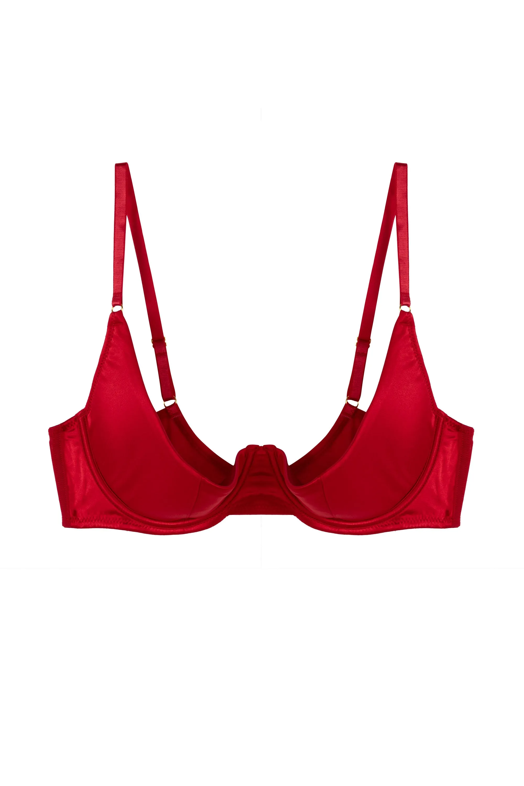 Annette Satin Quarter Cup Bra In Red - Playful Promises