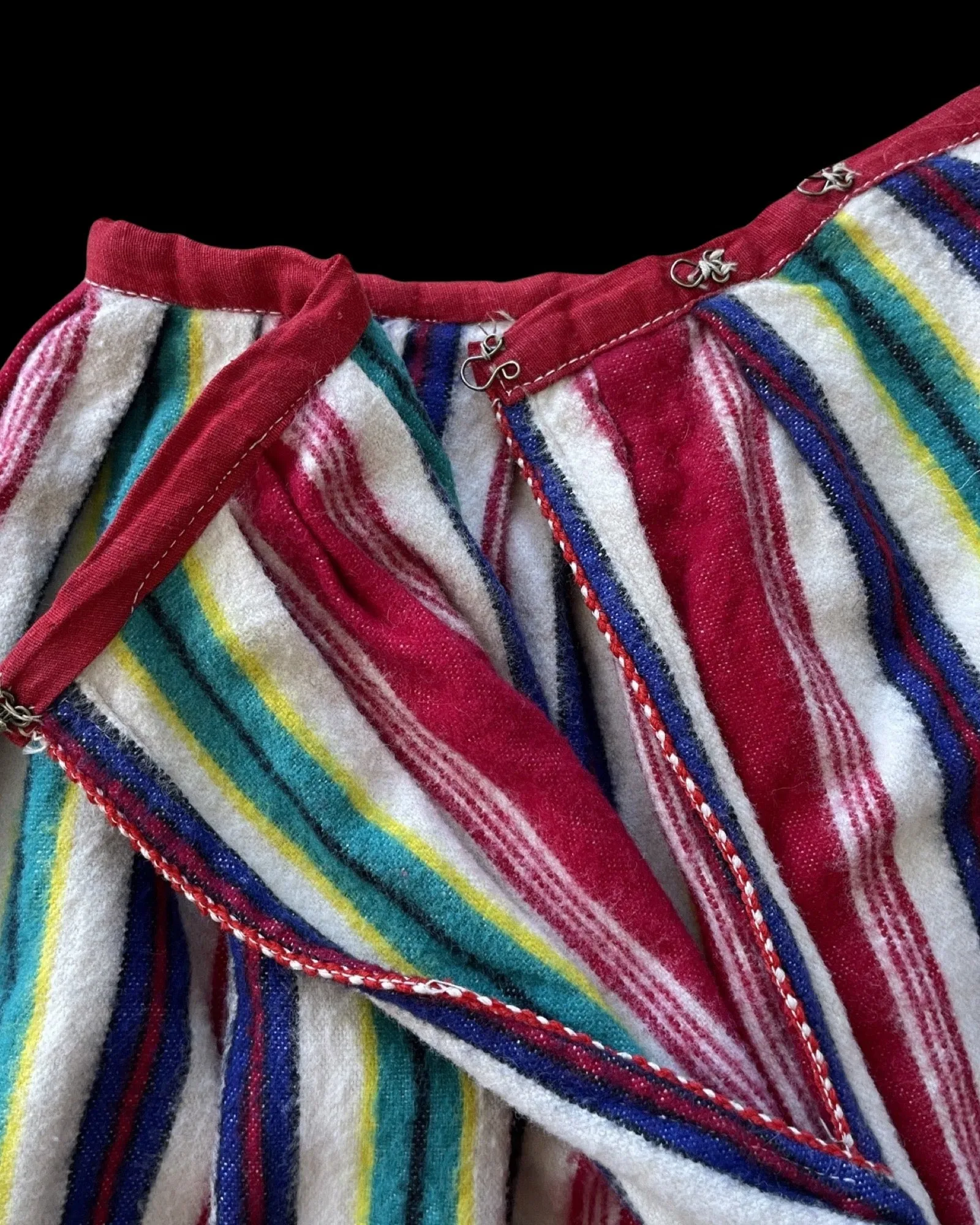Antique Colorful Striped Wool Flannel Skirt