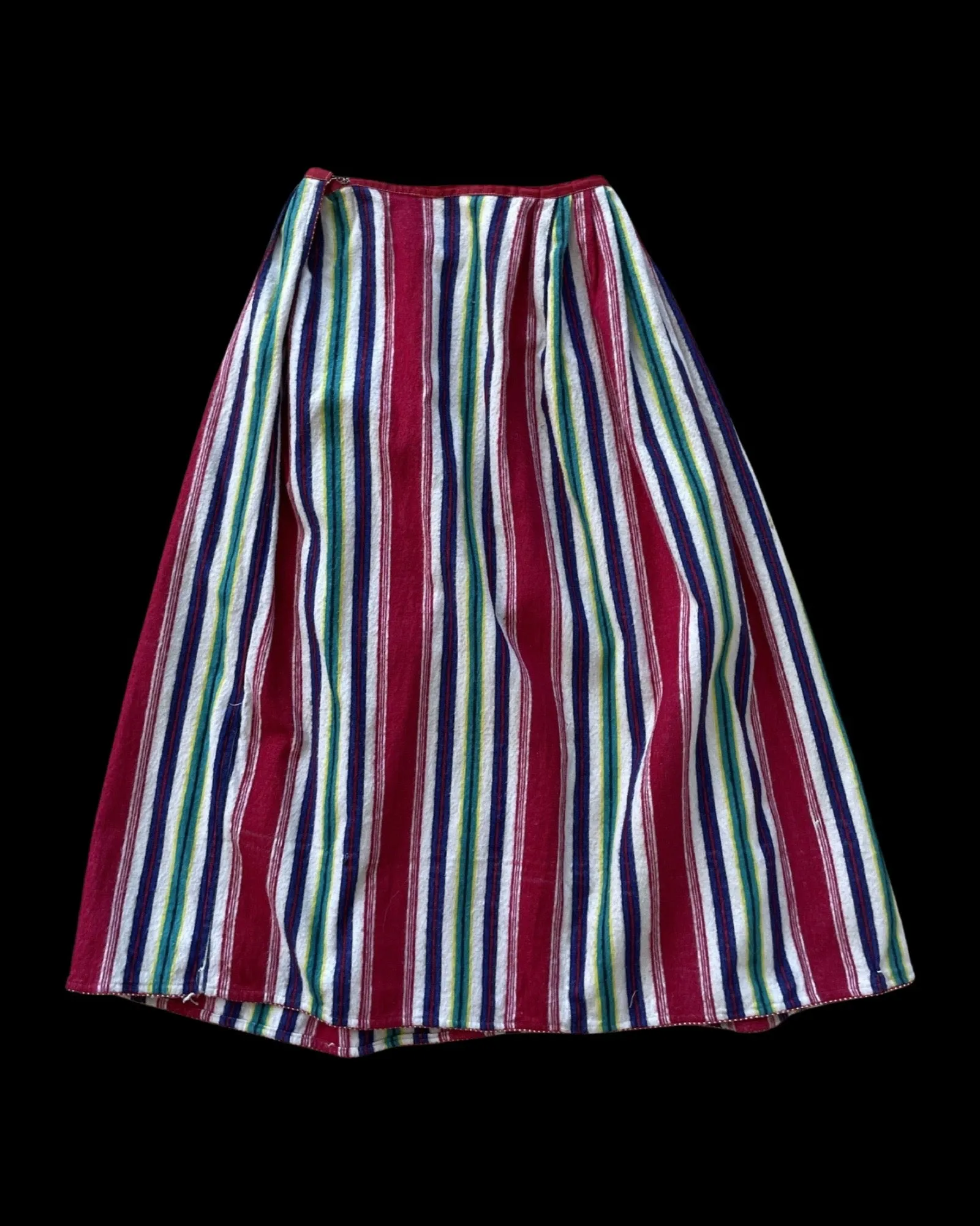 Antique Colorful Striped Wool Flannel Skirt