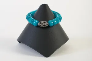 Apatite Rondelle with White Topaz Bead