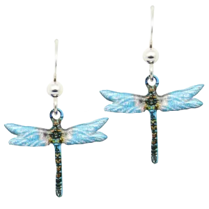 Aqua Dragonfly Earrings, Sterling Silver Earwires, Item# 2219