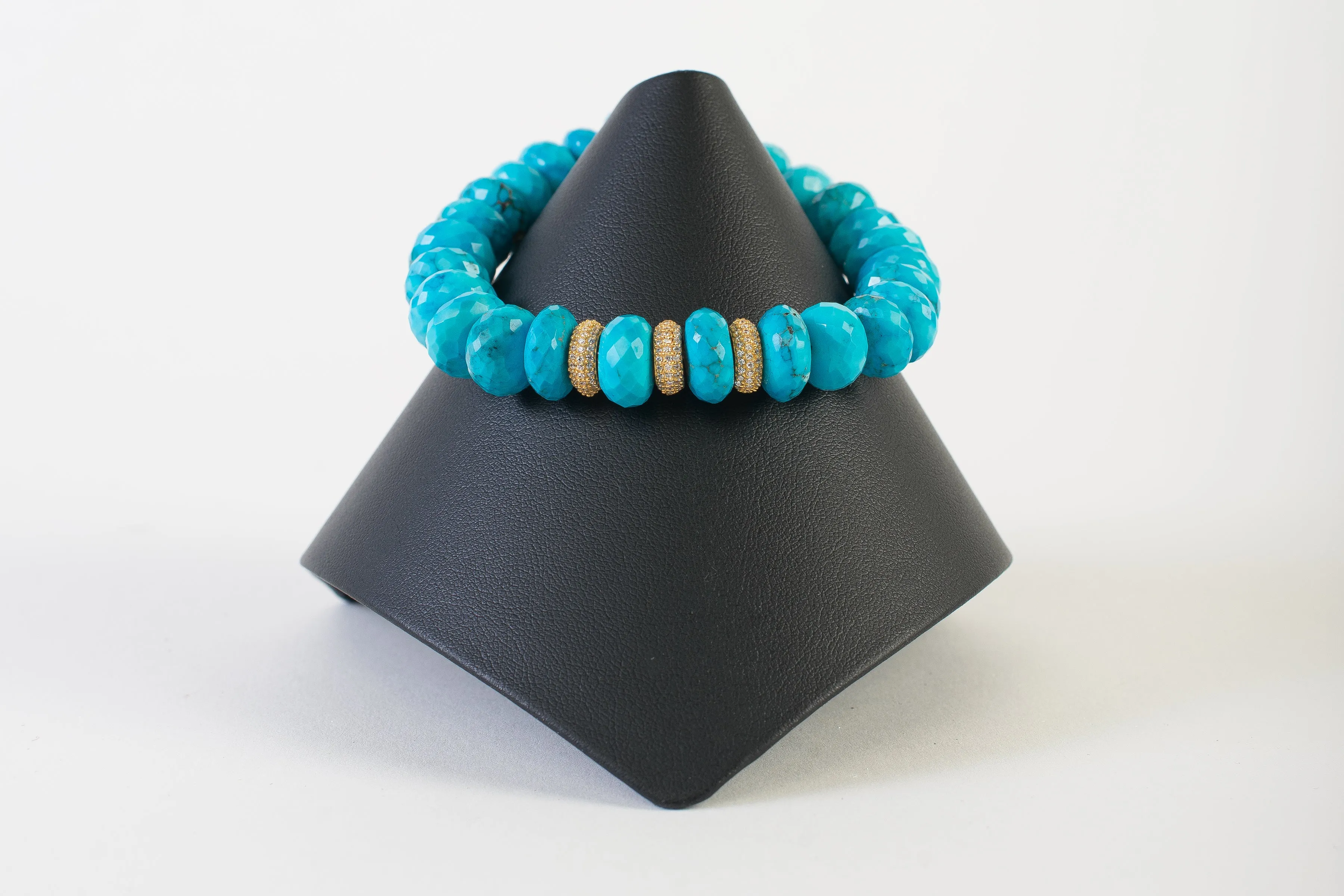 Arizona Turquoise with White Topaz Rondells